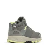 Bota de senderismo Columbia modelo Peakfreak Hera Mid, de corte medio, confeccionada en malla y gamuza sintética. Presenta tecnología impermeable OutDry, sistema de ajuste Navic Fit, mediasuela Techlite+ para amortiguación y suela Adapt Trax con tacos de 5 mm para tracción superior.
