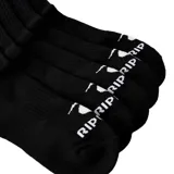 Pack de cinco pares de medias negras de caña media con logo Rip Curl en blanco.