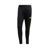 Pantalón de fútbol Adidas Tiro 23 Club para hombre, color negro con logo y rayas laterales en amarillo flúor. Confeccionado en tejido transpirable AEROREADY, de corte ajustado y con cierres en los puños.