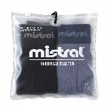 Pack de dos bóxers lisos marca Mistral, uno negro y otro gris, con cintura elástica y logo impreso.