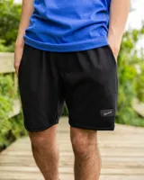 Short negro de algodón con cintura elástica y logo en la pierna.