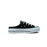 Championes Converse Chuck Taylor All Star Mule Lift Slip on, color negro con plataforma blanca y cordones blancos. Diseño mule sin talón.