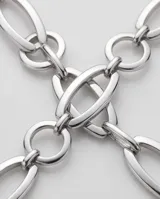 Pulsera de plata 925 con diseño de eslabones combinados redondos y ovalados.