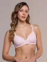 Soutien sin aro de microfibra color malva con copas soft moldeadas, tirantes regulables y cierre posterior de tres posiciones.