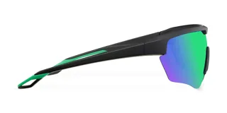 Gafas de sol unisex con montura negra de policarbonato y lentes reflectantes verdes con protección UV400.