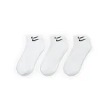 Pack de tres pares de medias Nike Everyday Cushion Low, color blanco con logo negro.