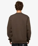 Buzo de cuello redondo Carhartt en color negro, con el logo de la marca estampado en blanco en el pecho. Presenta puños y dobladillo acanalados para un ajuste cómodo.