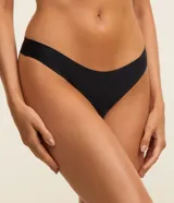 Pack de dos tangas de microfibra sin costuras, una negra y otra gris jaspeado.