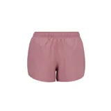 Short deportivo color rosa con cintura elástica y logo reflectivo en la pierna.