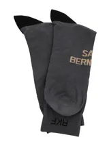 Medias de bambú color gris, de caña media, con diseño estampado de un perro San Bernardo y el logo de RKF en la parte superior.