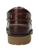 Zapatos náuticos de cuero marrón oscuro, marca RKF modelo New Rocky IV, con cordones y suela de goma acanalada.
