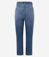 Pantalón de jean corte recto cropped con cintura alta, cierre frontal con cremallera y botón, y bolsillos funcionales. Confeccionado en algodón certificado.