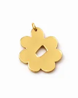 Dije con forma de flor abstracta de acrílico espejado con acabado brillante y recubrimiento de resina protectora.