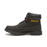 Botas de cuero color negro Caterpillar modelo Colorado 2.0, con cordones, suela chunky de goma y detalles del logo en amarillo en el lateral y la lengüeta.