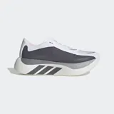 Championes de running Adidas Hyperboost Edge, color blanco con detalles en gris y negro, con diseño de suela gruesa y amortiguación avanzada.
