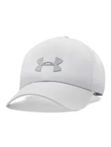 Gorra deportiva Under Armour con tecnología UA Storm que repele el agua. Presenta un diseño de perfil bajo con panel frontal estructurado, visera precurvada y logo de la marca en la parte frontal. Incluye banda elástica interna para absorción de sudor y cierre trasero ajustable.