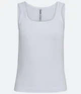 Musculosa negra de algodón con escote en U y corte ajustado.