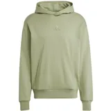 Hoodie de felpa de algodón color verde militar, con capucha, bolsillo estilo canguro y el logo de la marca bordado en el centro del pecho.