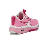 Championes deportivos Diadora modelo Moon, color rosa vibrante con detalles en blanco y fucsia. Presentan una capellada de malla transpirable y una suela gruesa de doble densidad en tonos de rosa y blanco.