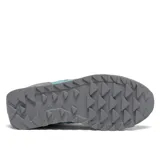 Championes Saucony Jazz Original, color gris con detalles en celeste y azul. Capellada de nylon y gamuza, entresuela de EVA que ofrece amortiguación y suela de goma resistente.