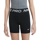 Short deportivo Nike Pro de calce ajustado, color negro con cintura elástica ancha en contraste con la inscripción 'PRO NIKE' en blanco y el logo de la marca en la pierna izquierda.