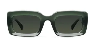 Gafas de sol oversized cuadradas color verde oliva, con lentes polarizadas verdes y montura de bio-based G850.