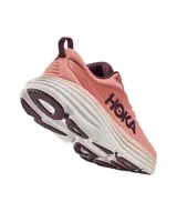 Championes Hoka Bondi 8 color rosa con detalles en marrón.