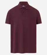 Remera polo de manga corta color verde militar, confeccionada en algodón peruano con cuello convencional y cierre de botones.
