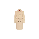 Trench coat Hugo modelo Maluks en color beige, con doble botonadura frontal, solapas clásicas, cinturón ajustable con hebilla y detalles en los puños.