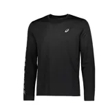 Remera Asics de hombre de manga larga, color negro, confeccionada en tejido de punto de secado rápido. Tiene el logo de Asics en el pecho y la frase japonesa Katakana impresa en las mangas.
