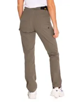 Pantalon de estilo utilitario color verde oliva, con diseño de doble panel en la parte frontal, cierre con cremallera y ajuste con broche. Cuenta con cinco bolsillos y corte relajado.
