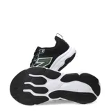 Championes New Balance modelo 460, color negro con detalles en verde claro y celeste. Presentan un diseño deportivo con exterior de malla transpirable, refuerzos sintéticos y entresuela blanca amortiguada.