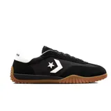 Championes Converse Run Star Trainer, unisex, color negro con detalles en blanco y suela de goma color caramelo.