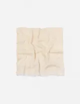 Pashmina rectangular color verde claro con rayas horizontales y flecos en los bordes.