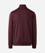 Saco deportivo Get Over de cuello alto con cierre frontal por cremallera. Presenta diseño en color bordó con rayas laterales contrastantes en los hombros y mangas, puños y bajo con acabado en rib, y estampa localizada en el pecho.