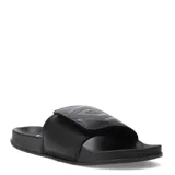 Chanclas Umbro de color negro, con banda superior ajustable mediante velcro y detalle del logo de la marca en relieve.