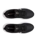 Championes de running Under Armour modelo Assert 11, color negro con suela blanca y logo de la marca en contraste.