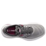 Championes Saucony Guide 15 de dama, color gris con detalles en rosa y bordó, ideales para running.