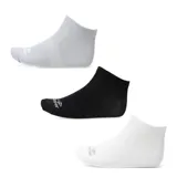 Pack de tres pares de medias deportivas Topper de corte bajo, con tejido elástico y logo de la marca en la puntera. Incluye colores blanco, negro y gris.
