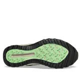 Championes de trail running Saucony Aura TR, color verde oliva con detalles en negro y verde flúor.