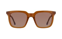 Lentes de sol unisex con montura cuadrada color marrón y lentes marrones.
