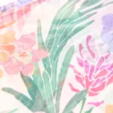 Pashmina rectangular de viscosa liviana con estampado floral multicolor.