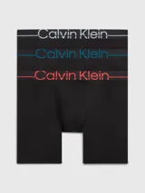 Pack de tres bóxer briefs largos Calvin Klein de microfibra negra con cintura elástica con logo.