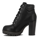 Bota acordonada color marrón de Moleca, con taco cuadrado y plataforma.