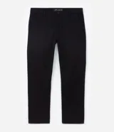 Pantalón de sastrería corte slim cropped, color negro, con cierre de botón y cremallera, trabillas para cinturón y bolsillos laterales y traseros.