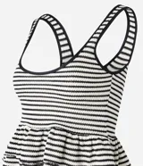 Blusa peplum sin mangas con escote U y estampa rayada.