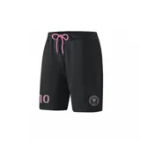 Short deportivo negro con cordón rosa en la cintura, logo del Inter de Miami y número 10 estampado en rosa.