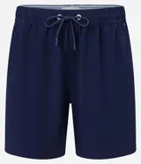 Bermuda masculina color beige, tipo boardshort, confeccionada en microfibra. Cuenta con cintura elástica, cordón ajustable y bolsillos.