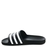 Chanclas Adidas Adilette Aqua negras con tres tiras blancas.