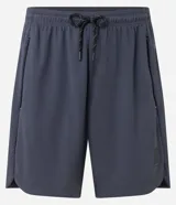 Bermuda deportiva masculina de color azul marino, con cintura elástica y cordón ajustable, bolsillos laterales con cierre y tecnología Dry para mayor transpirabilidad.